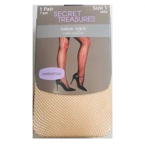 Secret Treasures women Tan fishnet stockings One pair size one size small